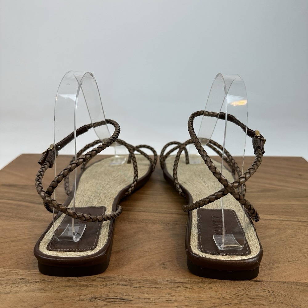 New Womens Schutz Kaya Straw Flat‎ Leather Sandals Shoes Size 7.5 M - Picture 4 of 6
